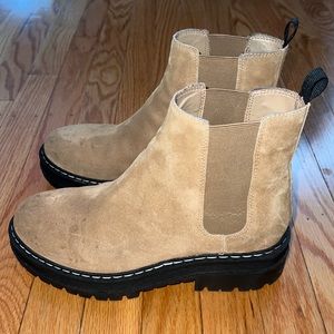 Marc Fisher Pirro Lug Boots Tan Suede